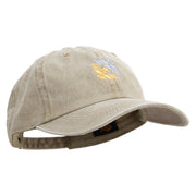 Double Geometric Birds Embroidered Cotton Twill Premium Pigment Dyed Cap - Khaki OSFM