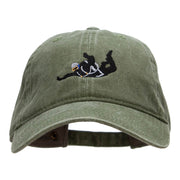 Skydiving Embroidered Washed Cotton Brass Buckle Cap