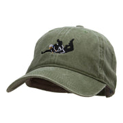 Skydiving Embroidered Washed Cotton Brass Buckle Cap