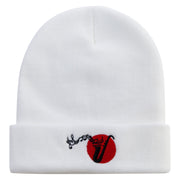 Jazz Music Logo Embroidered 12 Inch Long Knitted Beanie - White OSFM