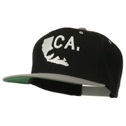 3D California Map Bear Embroidered Two Tone Snapback Cap