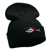 Medical Helicopter Embroidered Long Knitted Beanie