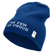 The Few The Proud Symbol Embroidered 8 Inch Solid Knit Short Beanie Made in USA - Royal-Blue OSFM