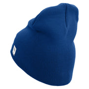 The Few The Proud Symbol Embroidered 8 Inch Solid Knit Short Beanie Made in USA - Royal-Blue OSFM