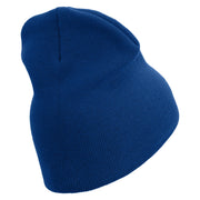 The Few The Proud Symbol Embroidered 8 Inch Solid Knit Short Beanie Made in USA - Royal-Blue OSFM