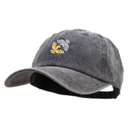 Double Geometric Birds Embroidered Cotton Twill Premium Pigment Dyed Cap - Black OSFM