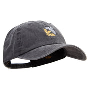 Double Geometric Birds Embroidered Cotton Twill Premium Pigment Dyed Cap - Black OSFM