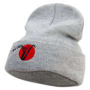 Jazz Music Logo Embroidered 12 Inch Long Knitted Beanie - Heather-Grey OSFM