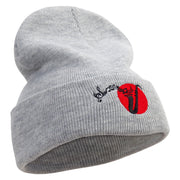 Jazz Music Logo Embroidered 12 Inch Long Knitted Beanie - Heather-Grey OSFM