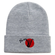 Jazz Music Logo Embroidered 12 Inch Long Knitted Beanie - Heather-Grey OSFM