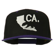 3D California Map Bear Embroidered Two Tone Snapback Cap