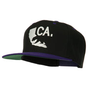 3D California Map Bear Embroidered Two Tone Snapback Cap