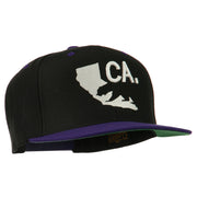 3D California Map Bear Embroidered Two Tone Snapback Cap