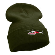 Medical Helicopter Embroidered Long Knitted Beanie