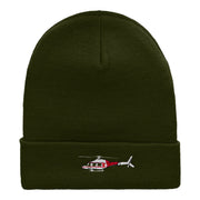 Medical Helicopter Embroidered Long Knitted Beanie