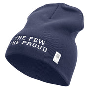 The Few The Proud Symbol Embroidered 8 Inch Solid Knit Short Beanie Made in USA - Navy OSFM