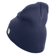 The Few The Proud Symbol Embroidered 8 Inch Solid Knit Short Beanie Made in USA - Navy OSFM