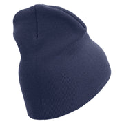 The Few The Proud Symbol Embroidered 8 Inch Solid Knit Short Beanie Made in USA - Navy OSFM