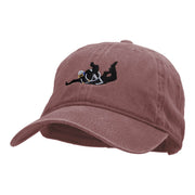 Skydiving Embroidered Washed Cotton Brass Buckle Cap