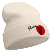 Jazz Music Logo Embroidered 12 Inch Long Knitted Beanie - Birch OSFM