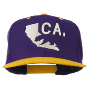 3D California Map Bear Embroidered Two Tone Snapback Cap