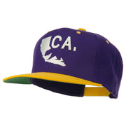 3D California Map Bear Embroidered Two Tone Snapback Cap