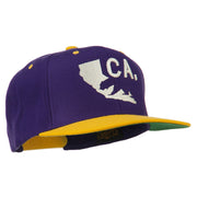 3D California Map Bear Embroidered Two Tone Snapback Cap