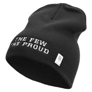 The Few The Proud Symbol Embroidered 8 Inch Solid Knit Short Beanie Made in USA - Blank OSFM