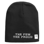 The Few The Proud Symbol Embroidered 8 Inch Solid Knit Short Beanie Made in USA - Blank OSFM