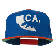 3D California Map Bear Embroidered Two Tone Snapback Cap