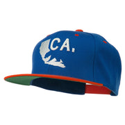 3D California Map Bear Embroidered Two Tone Snapback Cap