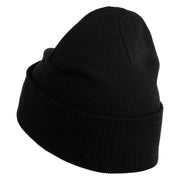 Plant a Tree Iron on Patched 12 Inch Long Knitted Beanie - Black OSFM