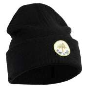 Plant a Tree Iron on Patched 12 Inch Long Knitted Beanie - Black OSFM