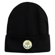 Plant a Tree Iron on Patched 12 Inch Long Knitted Beanie - Black OSFM