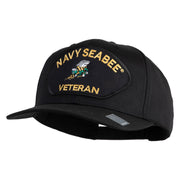 US Navy Seabee Veteran Patched Solid Cotton Twill Cap - Black OSFM