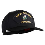US Navy Seabee Veteran Patched Solid Cotton Twill Cap - Black OSFM