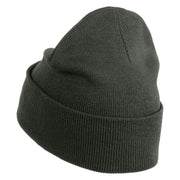 Plant a Tree Iron on Patched 12 Inch Long Knitted Beanie - Dark Grey OSFM
