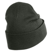 Plant a Tree Iron on Patched 12 Inch Long Knitted Beanie - Dark Grey OSFM