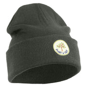 Plant a Tree Iron on Patched 12 Inch Long Knitted Beanie - Dark Grey OSFM