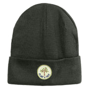 Plant a Tree Iron on Patched 12 Inch Long Knitted Beanie - Dark Grey OSFM