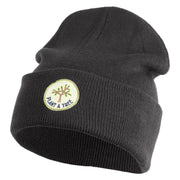 Plant a Tree Iron on Patched 12 Inch Long Knitted Beanie - Heather Charcoal OSFM