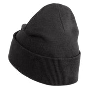 Plant a Tree Iron on Patched 12 Inch Long Knitted Beanie - Heather Charcoal OSFM