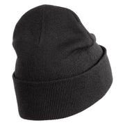 Plant a Tree Iron on Patched 12 Inch Long Knitted Beanie - Heather Charcoal OSFM
