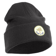 Plant a Tree Iron on Patched 12 Inch Long Knitted Beanie - Heather Charcoal OSFM