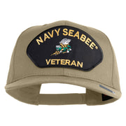 US Navy Seabee Veteran Patched Solid Cotton Twill Cap - Khaki OSFM