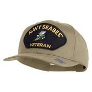 US Navy Seabee Veteran Patched Solid Cotton Twill Cap - Khaki OSFM