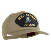 US Navy Seabee Veteran Patched Solid Cotton Twill Cap - Khaki OSFM