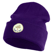 Plant a Tree Iron on Patched 12 Inch Long Knitted Beanie - Purple OSFM