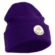 Plant a Tree Iron on Patched 12 Inch Long Knitted Beanie - Purple OSFM