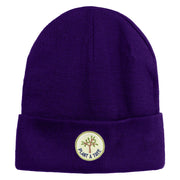 Plant a Tree Iron on Patched 12 Inch Long Knitted Beanie - Purple OSFM